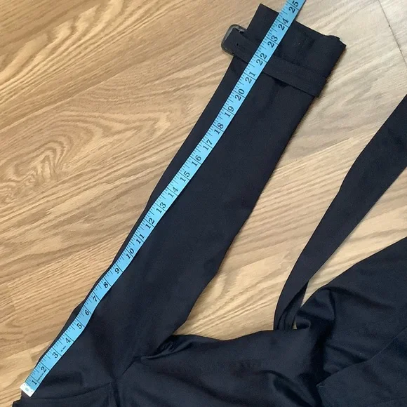 T. Babaton Women Size M Trench Coat Jacket Navy Blue Belted Button Front Cotton - Picture 6 of 10